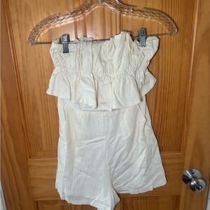 Princess Polly Cream Ruffle Romper